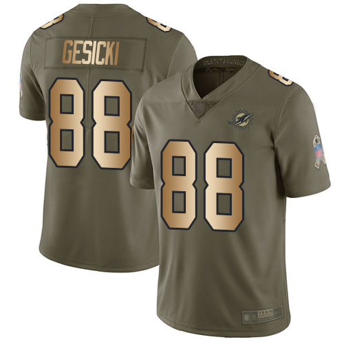 Nike Miami Dolphins #88 Mike Gesicki Olive Gold Youth Stitched NFL Limited 2017 Salute to Service Jersey